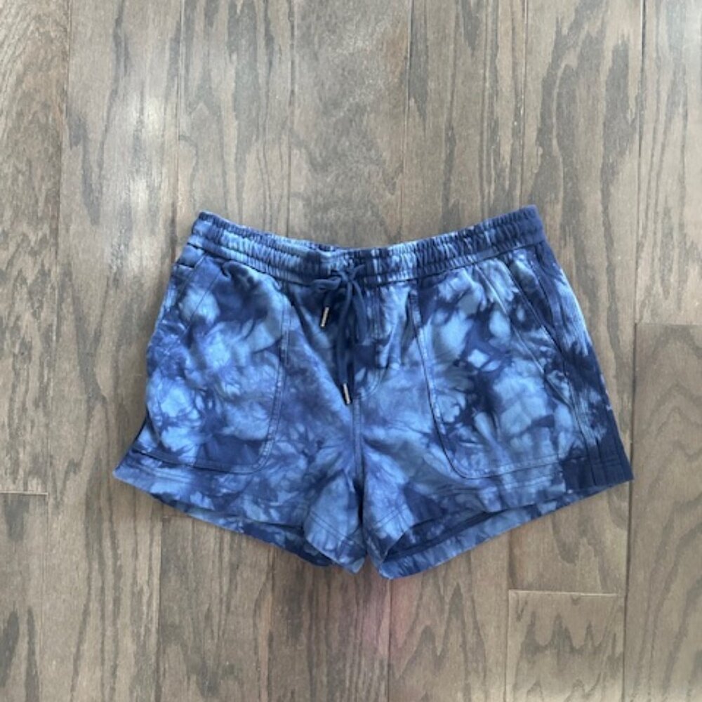 Athleta NWOT Farallon Knit Crustal Blue Tie Dye Drawstring Waist Short - Picture 4 of 16
